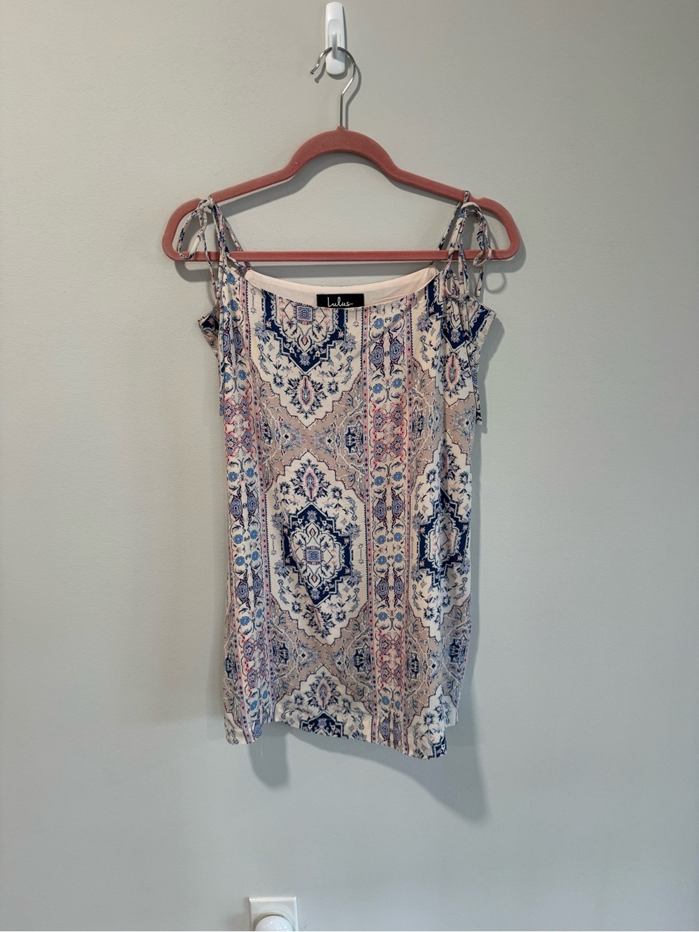 Lulu's Navy & Blush Pink Mini Spaghetti Strapped Dress